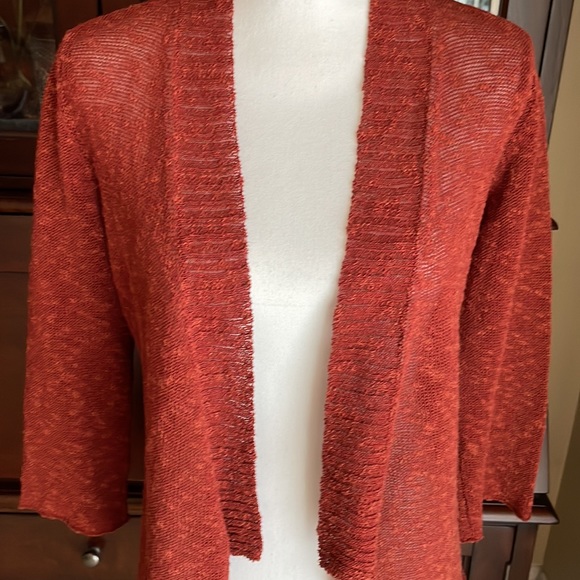 Eileen Fisher Burnt Rust Open Front Cardigan XS - Picture 2 of 11